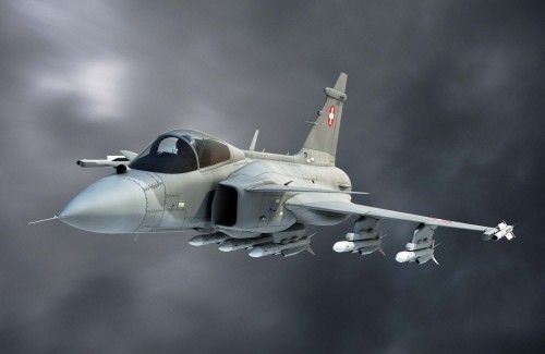 Gripen-nas-cores-da-Força-Aérea-Suíça-ilustração-Saab