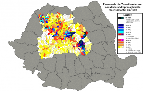 Maghiari_declarati_in_Transilvania_(1850)