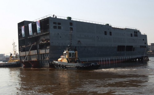 Launching stern of first Mistral helicopter carrier