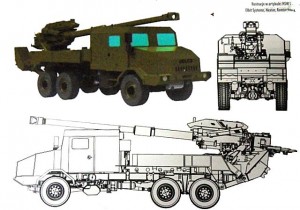 Kryl_155mm_6x6_self-propelled_howitzer_truck_Jelcz_Poland_Polish_defense_industry_military_technology_line_drawing_blueprint_001