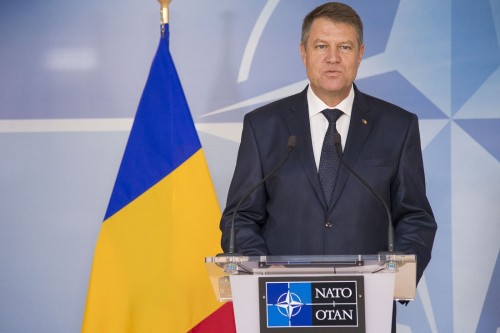 President Klaus Iohannis of Romania at the joint press point with NATO Secretary General Jens Stoltenberg