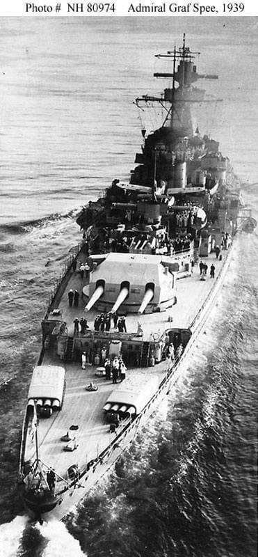 Graf Spee in 1939 in mars - vedere din pupa tribord