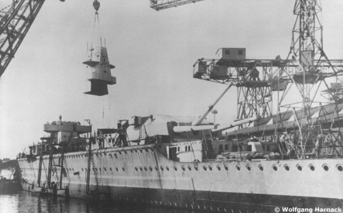 Admiral Graf Spee during fitting-out.