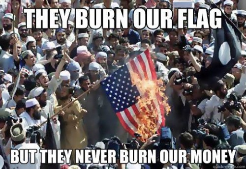 us flag us dollars burn meme