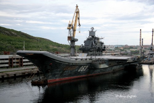 Russian aircraft carrier Admiral Kuznetsov (CV 063) under refit @ Murmansk, Russia