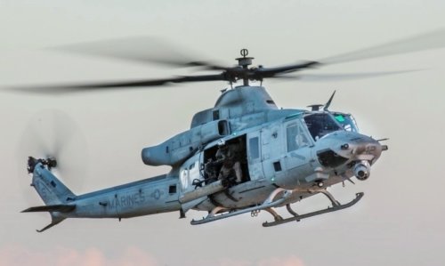 A U.S. Marine Corps UH-1Y Venom aircraft assigned to Marine Medium Tiltrotor Squadron 162 (Reinforced), 26th Marine Expeditionary Unit, flies over a live-fire range in search of simulated enemy targets during a Tactical Air Control Party (TACP) at an undisclosed location in Southwest Asia, Dec. 14, 2015. TACP is designed to enable live, virtual, and constructive training for participating units and allows participating services to strengthen partnerships and their interoperability. (U.S. Marine Corps photo by Lance Cpl. Clarence Leake/Released)