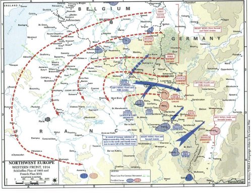 Această imagine are atributul alt gol; numele fișierului este Schlieffen-Plan-Map-500x386.jpg